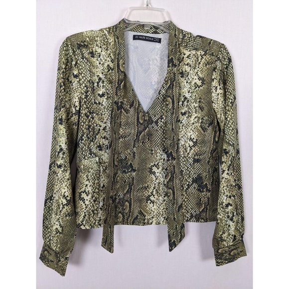 Haute Rogue‎ long sleeve snake print crop blouse S - Picture 4 of 8
